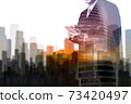 Double Exposure of Businessman hold Digital 73420497