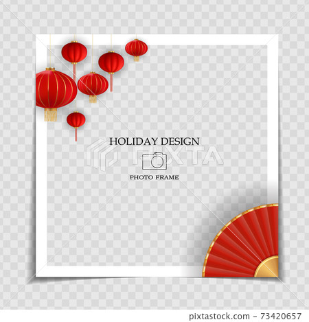 Holiday Background Photo Frame Template. Chinese New Year Concept for post in Social Network. Vector Illustration Holiday Background Photo Frame Template. Chinese New Year Concept for post in Social Network. Vector Illustration 73420657