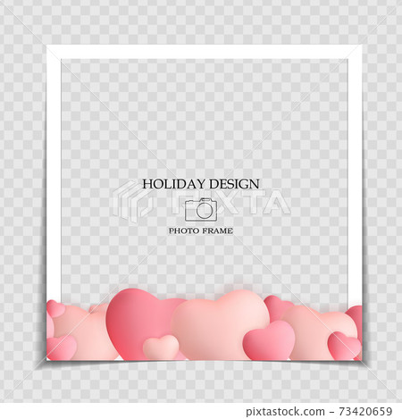 Holiday Background Photo Frame Template. Valentine`s Day Love Concept for post in Social Network. Vector Illustration EPS10 73420659