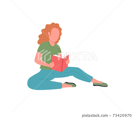 Woman reading book flat color vector faceless... - Stock Illustration ...