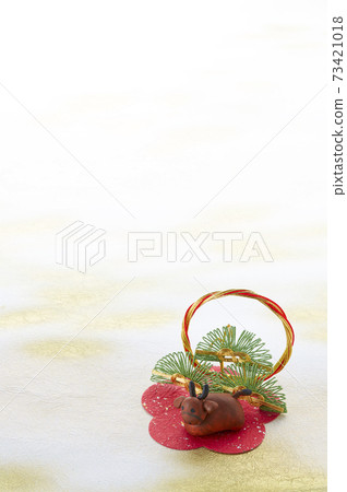 Japanese-style New Year's card material Zodiac paper clay--Ox, cow, Ox year, Ushi 73421018
