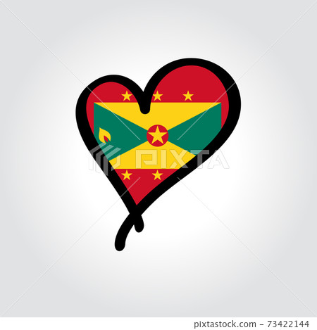 Grenada flag heart-shaped hand drawn logo. Vector illustration. Grenada flag heart-shaped hand drawn logo. Vector illustration. 73422144