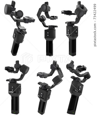 3-axis gimbal stabilization system for mirrorless camera isolated on white 73422499