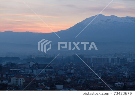 View from the old castle of Prizren, Kosovo at sunset 73423679