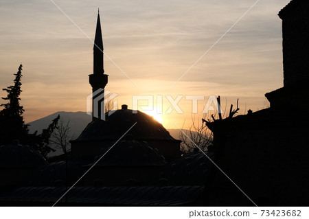 Church of Kosovo at sunset 73423682
