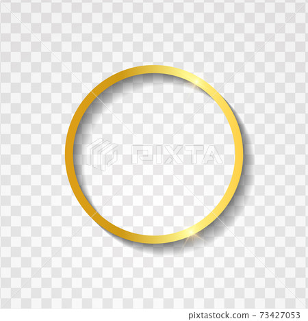 Metallic gold circle frame with text space on transparent textured 73427053