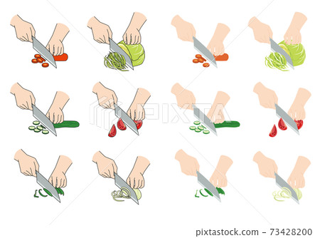 Hands that cut vegetables with a kitchen knife Hands that cut vegetables with a kitchen knife 73428200