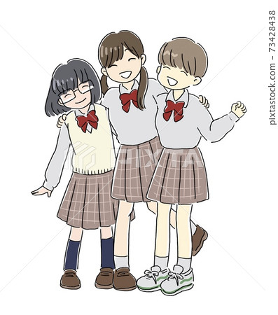 Girls in uniform with smiling shoulders 73428438