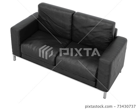 Sofa leather on white background with clipping path 3D illustration. 3D rendering illustrations. 73430737