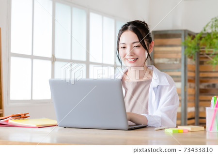 Young woman teleworking Young woman teleworking 73433810