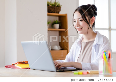 Young woman teleworking Young woman teleworking 73433823
