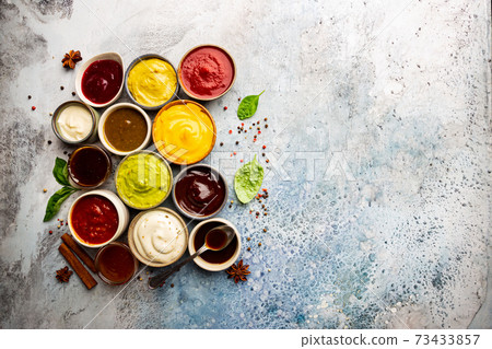 Set of different dip sauces Set of different dip sauces 73433857