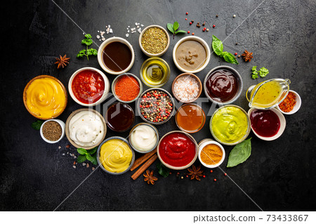 Set of different dip sauces Set of different dip sauces 73433867