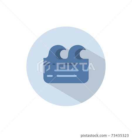 Waves on the sea. Flat icon on a circle. Weather vector illustration 73435323