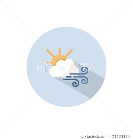 Strong wind, sun and cloud. Flat icon on a circle. Weather vector illustration Strong wind, sun and cloud. Flat icon on a circle. Weather vector illustration 73435324