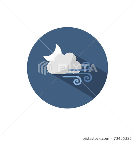 Strong wind, moon and cloud. Flat icon on a... - Stock Illustration ...