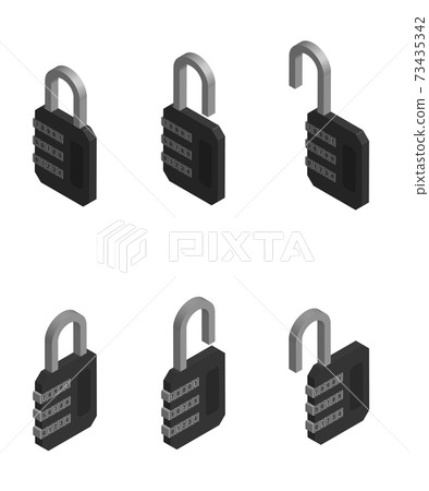 isometric locks with a digital code password in... - Stock Illustration ...