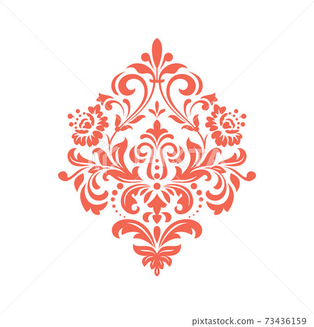 Damask graphic ornament. Floral design element. Pink vector pattern 73436159