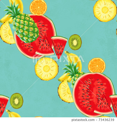 Hand drawn seamless pattern. Summer background with exotic fruits. Hand drawn seamless pattern. Summer background with exotic fruits. 73436239