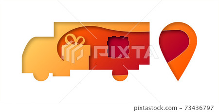 Vector truck in paper art style. Digital art 73436797