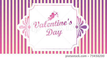 古典標誌和天使丘比特情人節插畫促銷橫幅海報流行模板 73438200