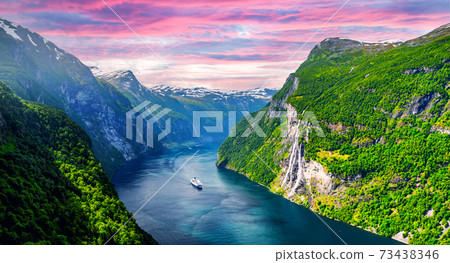 Breathtaking view of Sunnylvsfjorden fjord Breathtaking view of Sunnylvsfjorden fjord 73438346