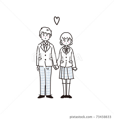 一對高中夫婦的插圖[無線條畫/繪畫] 73438633