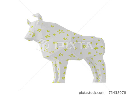 Polygonal White Paper Bull with stars, folded paper animal figurine, a symbol of the new year 2021, 3d render Polygonal White Paper Bull with stars, folded paper animal figurine, a symbol of the new year 2021, 3d render 73438976
