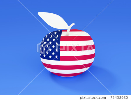an apple with American flag, 3d render 73438980