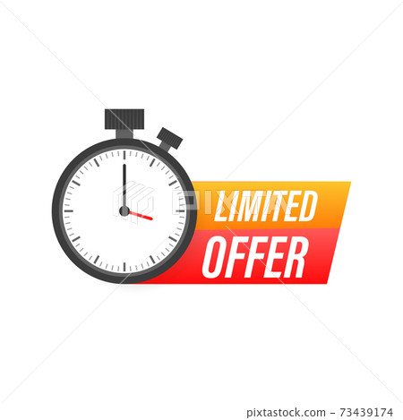 red banner limited offer. Clock icon. - Stock Illustration [73439174 ...