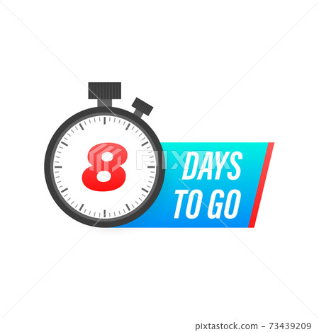 Eight days to go timer icon on white background. To go sign. 73439209
