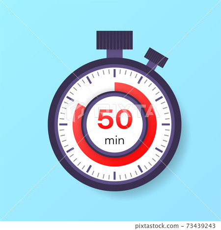 The 50 minutes timer. Stopwatch icon in flat style. The 50 minutes timer. Stopwatch icon in flat style. 73439243