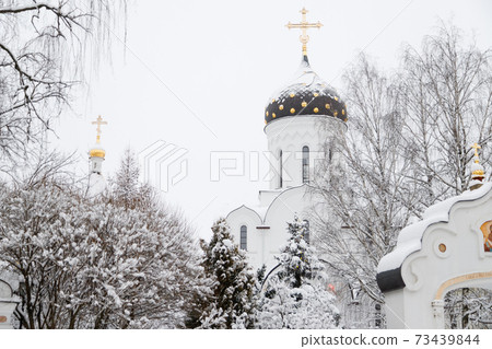 Saint Elisabeth Convent Minsk in winter. Women's Orthodox monastery on the outskirts of Minsk 73439844