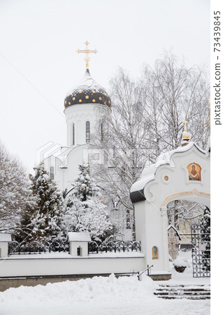 Saint Elisabeth Convent Minsk in winter. Women's Orthodox monastery on the outskirts of Minsk 73439845