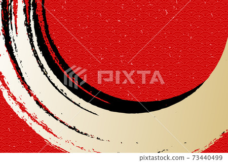 插圖素材背景素材日式和紙毛筆書法青海波浪紋矢量紅金 插圖素材背景素材日式和紙毛筆書法青海波浪紋矢量紅金 73440499