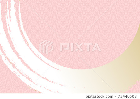 插圖素材背景素材日式和紙毛筆書法青海波浪圖案矢量粉色櫻花色白金 73440508