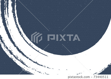 插圖素材背景素材日式和紙毛筆書法青海波浪圖案矢量藍色 插圖素材背景素材日式和紙毛筆書法青海波浪圖案矢量藍色 73440511