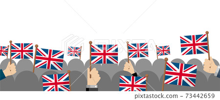 手持國旗小組/人群插圖（愛國主義/事件/慶典/示範）/英國/英國 73442659