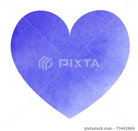 Illustration of a blue heart with uneven watercolor painting and sharp outline. With clipping path There are other colors Illustration of a blue heart with uneven watercolor painting and sharp outline. With clipping path There are other colors 73442664
