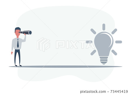 Businessman looking for big idea . Man using telescope looking for success, opportunities, future business trends. Businessman looking for big idea . Man using telescope looking for success, opportunities, future business trends. 73445419