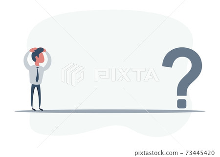 Businessman with question mark. Confusion and challenge concept Businessman with question mark. Confusion and challenge concept 73445420
