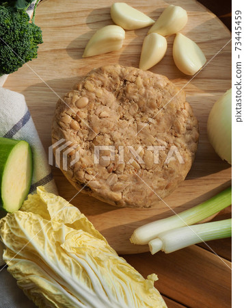 Korean traditional food Cheonggukjang and vegetables 73445459