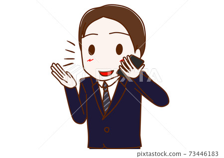 A man in a suit talking happily on his smartphone A man in a suit talking happily on his smartphone 73446183