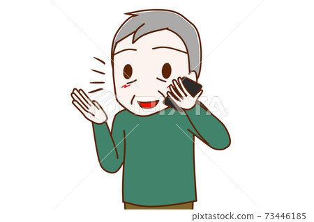 一位老人在智能手機上開心地聊天 一位老人在智能手機上開心地聊天 73446185