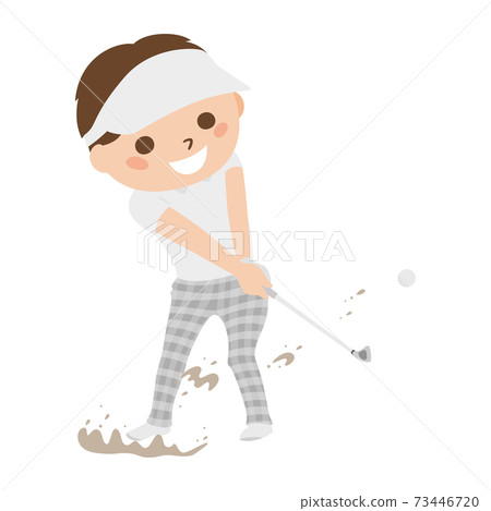 打高爾夫球的一個人的例證。一個人從沙坑里打高爾夫球。 73446720
