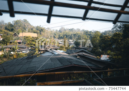 View of rooftops and villages in rural 73447744