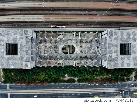 Abandoned railway station Viet from the drone. Abandoned railway station Viet from the drone. 73448115