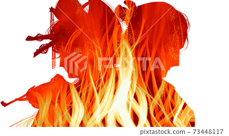 一個男人的愛的剪影在吉原花松鼠和一個悲傷的男人之間搖曳 73448117