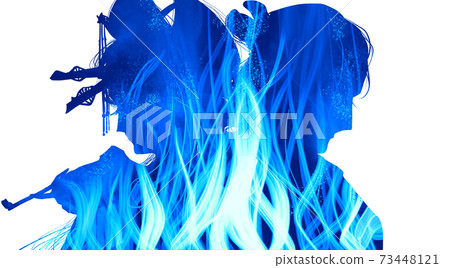 一個男人的愛的剪影在吉原花松鼠和一個悲傷的男人之間搖曳 73448121