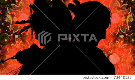 一個男人的愛的剪影在吉原花松鼠和一個悲傷的男人之間搖曳 73448122